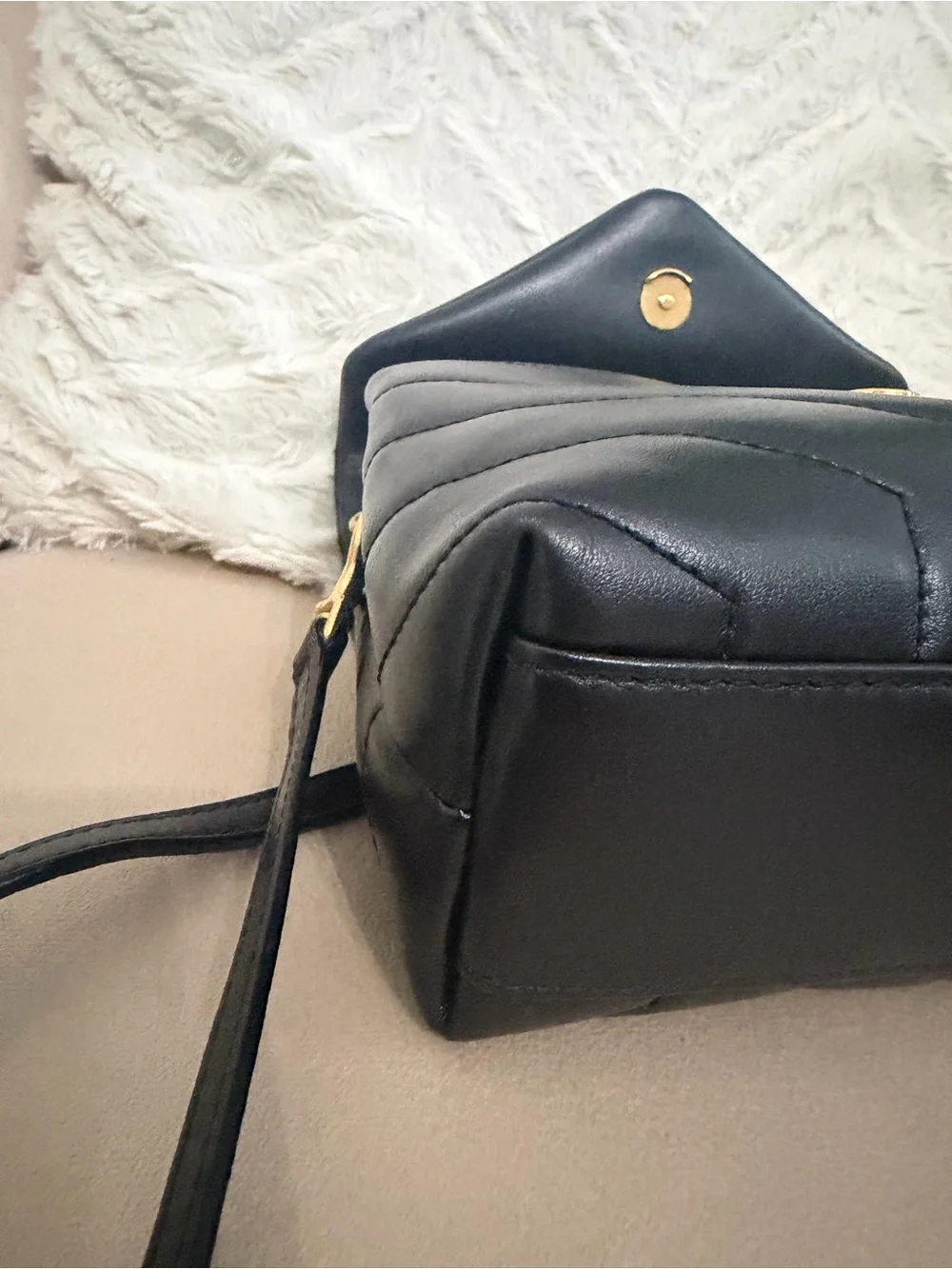 Saint Laurent YSL Loulou Toy Black Leather Crossbody Bag Gold Hardware